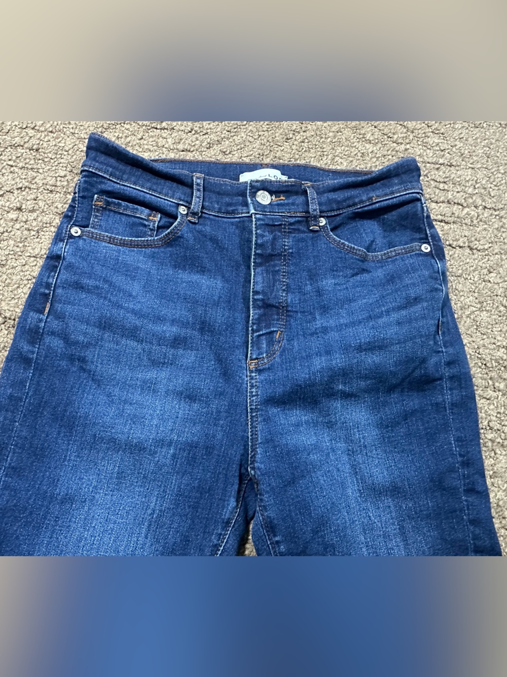 Loft The Slim Flare Denim Blue Jeans Womens High Rise Raw Hem Size 27/4 Petite - Picture 2 of 12